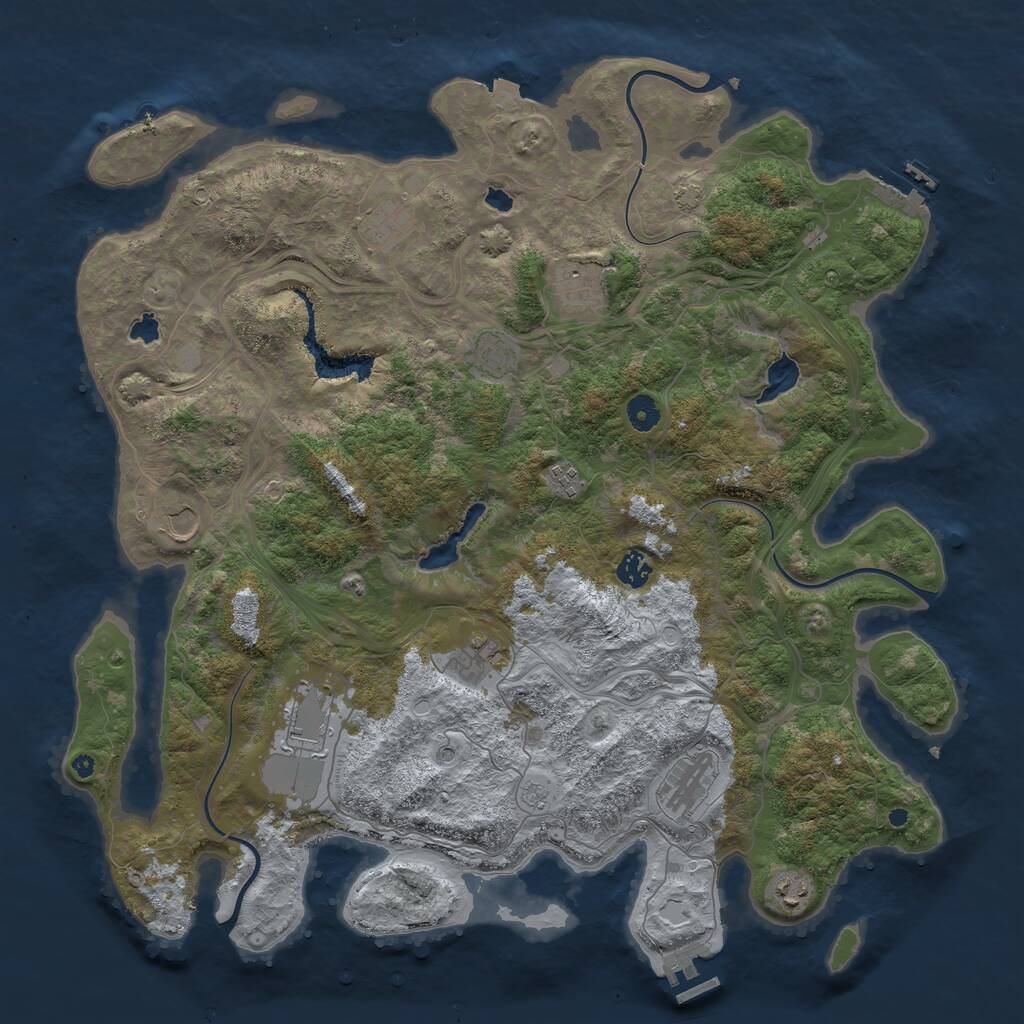 Rust Map: Procedural Map, Size: 4500, Seed: 941838995, 16 Monuments