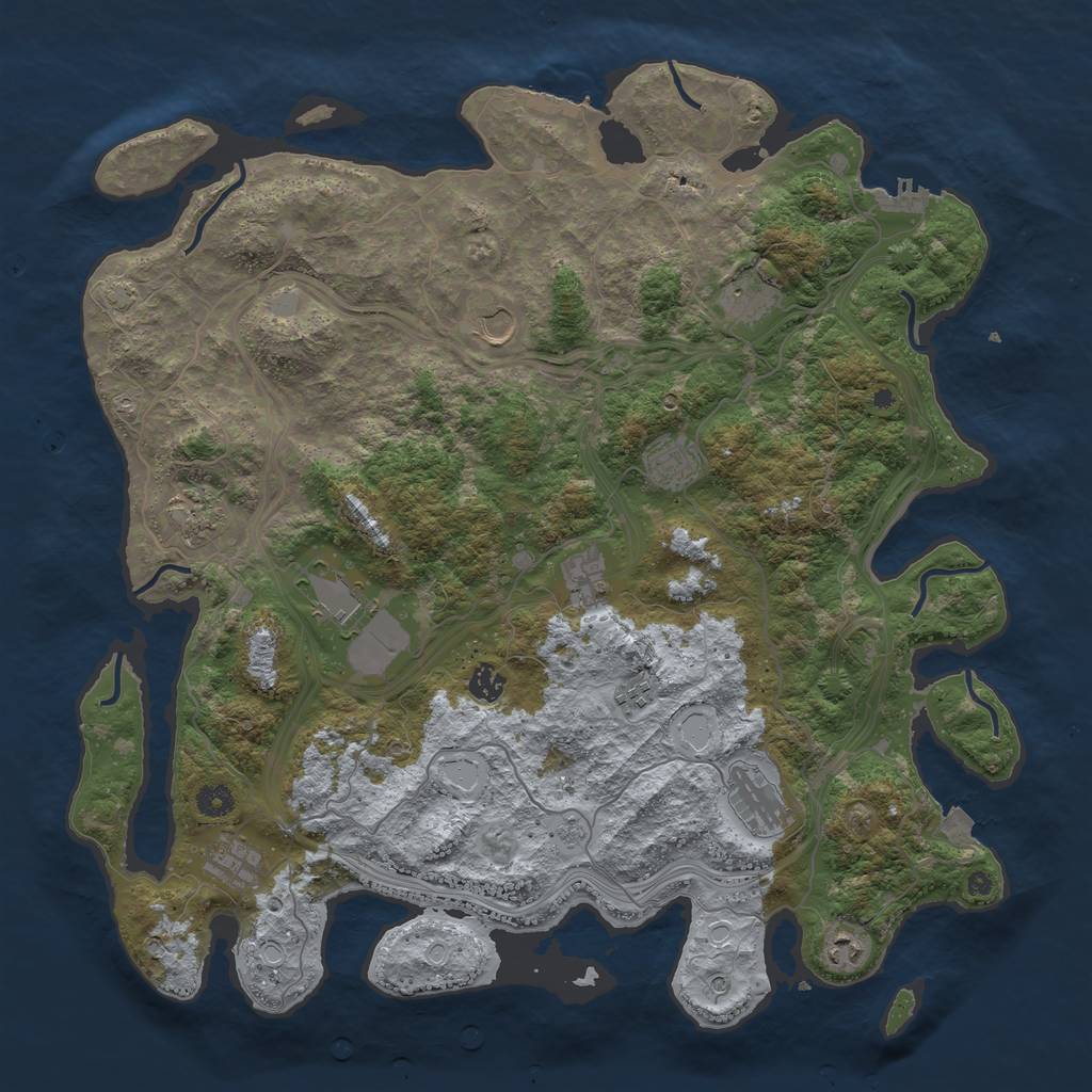 Rust Map: Procedural Map, Size: 4500, Seed: 941838995, 19 Monuments