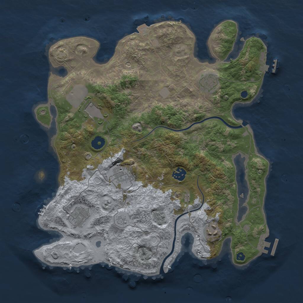 Rust Map: Procedural Map, Size: 3500, Seed: 814393789, 13 Monuments