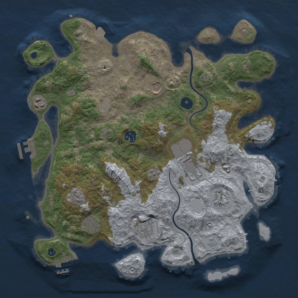 Rust Map: Procedural Map, Size: 3750, Seed: 128053238, 14 Monuments