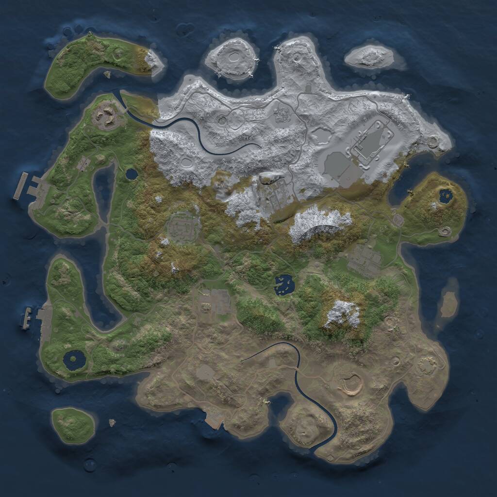 Rust Map: Procedural Map, Size: 3500, Seed: 1818346460, 14 Monuments