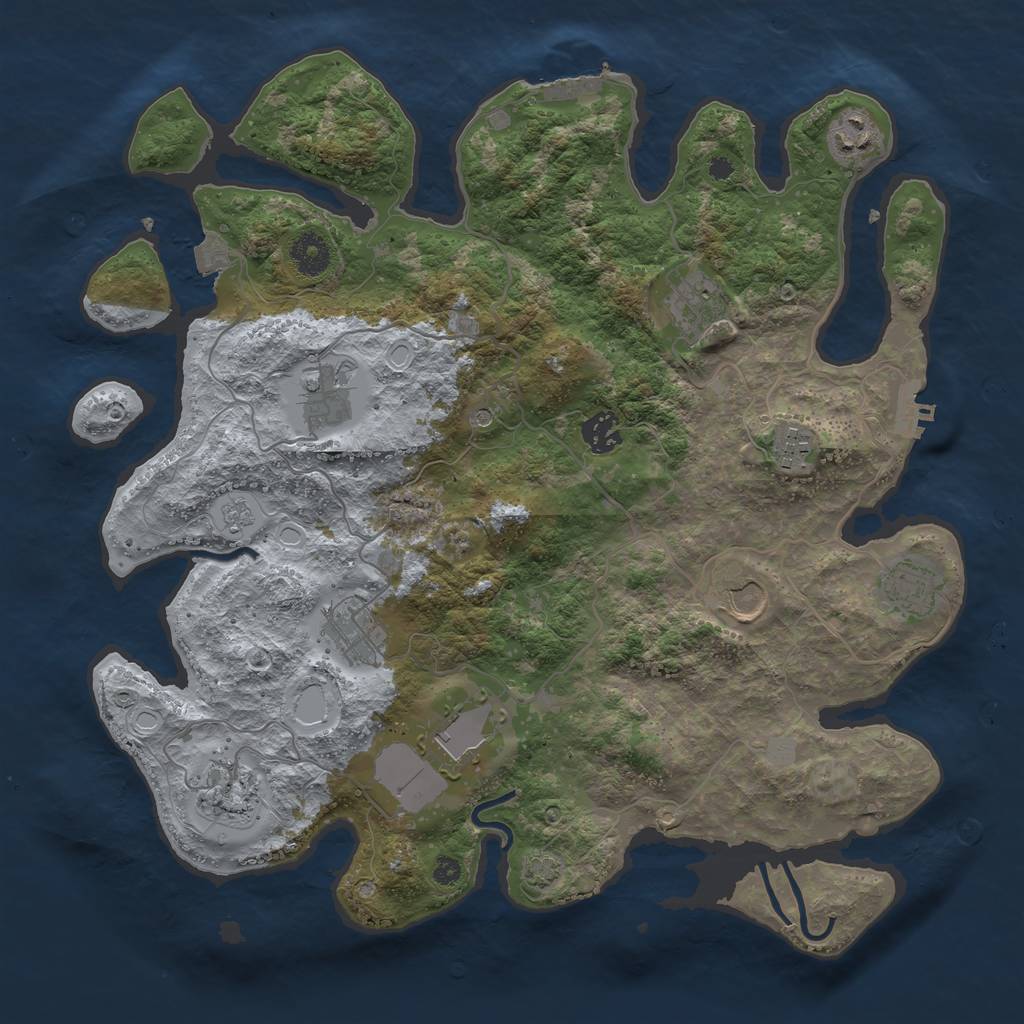 Rust Map: Procedural Map, Size: 3750, Seed: 1679453308, 18 Monuments