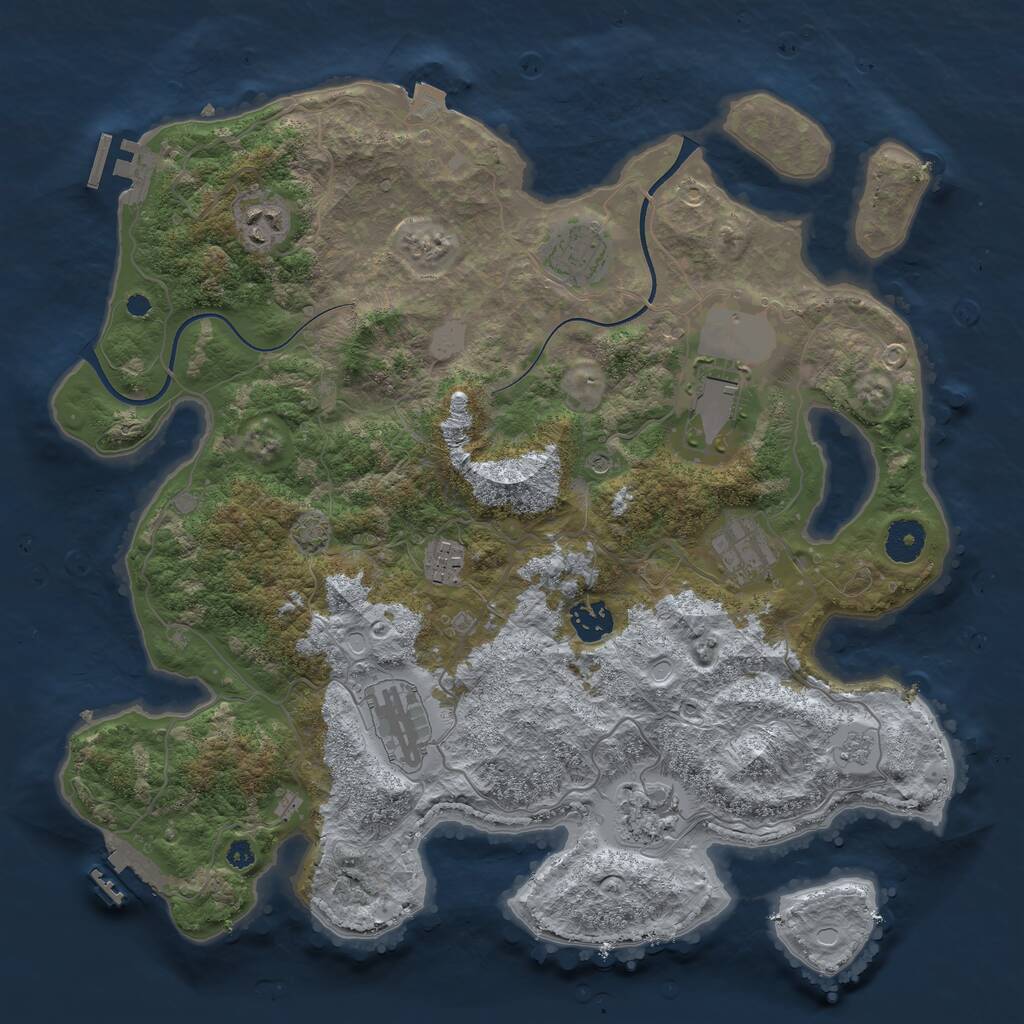 Rust Map: Procedural Map, Size: 3700, Seed: 21894803, 14 Monuments