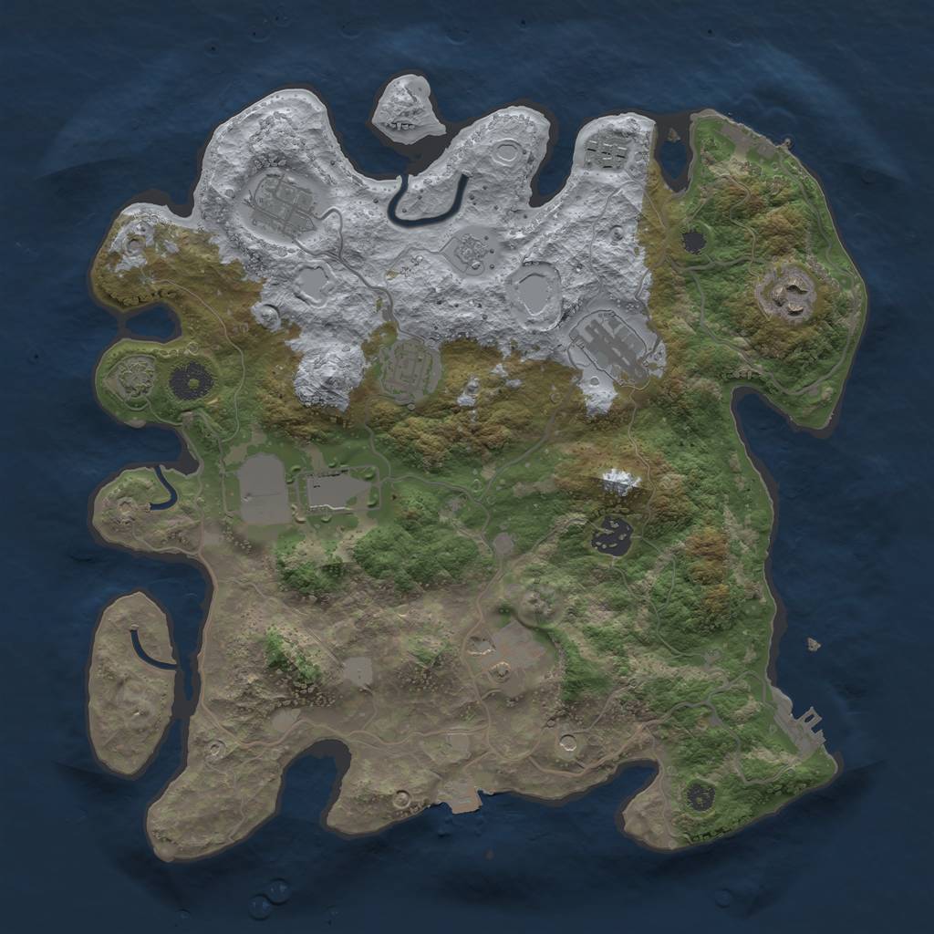 Rust Map: Procedural Map, Size: 3500, Seed: 22181971, 16 Monuments