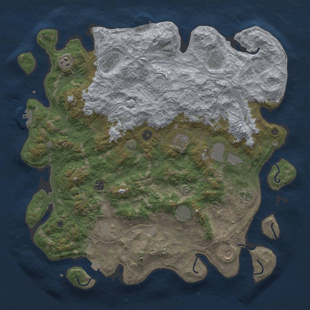 Rust Map: Procedural Map, Size: 4600, Seed: 83108532, 19 Monuments