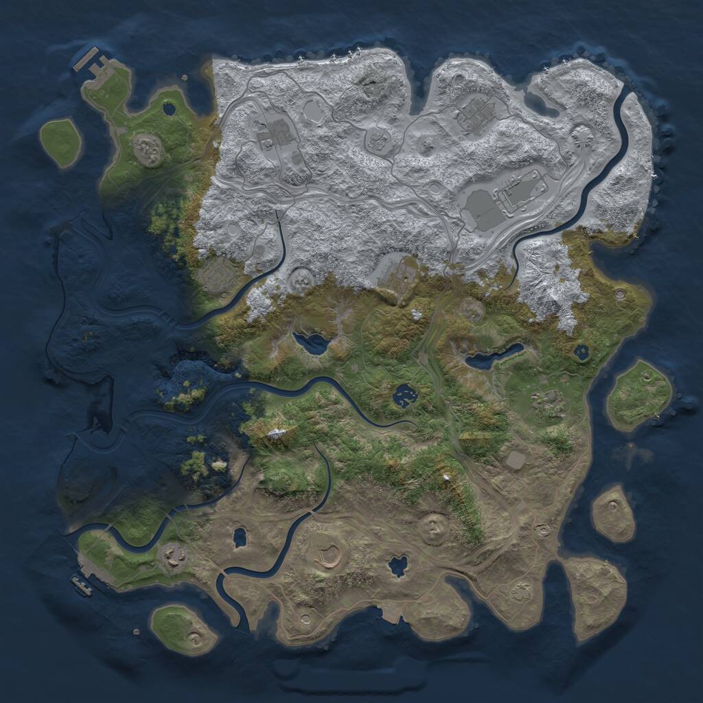 Rust Map: Procedural Map, Size: 4600, Seed: 83108532, 16 Monuments