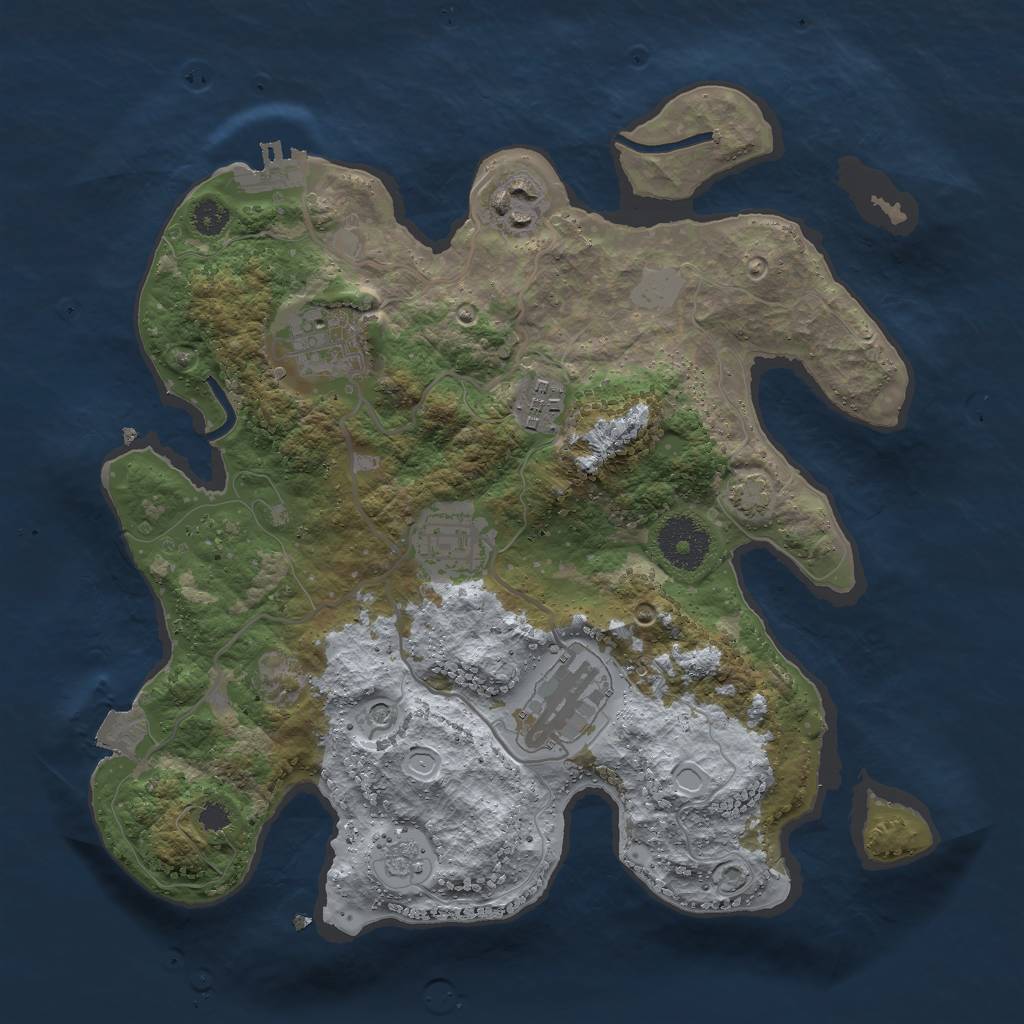 Rust Map: Procedural Map, Size: 3000, Seed: 15384, 12 Monuments
