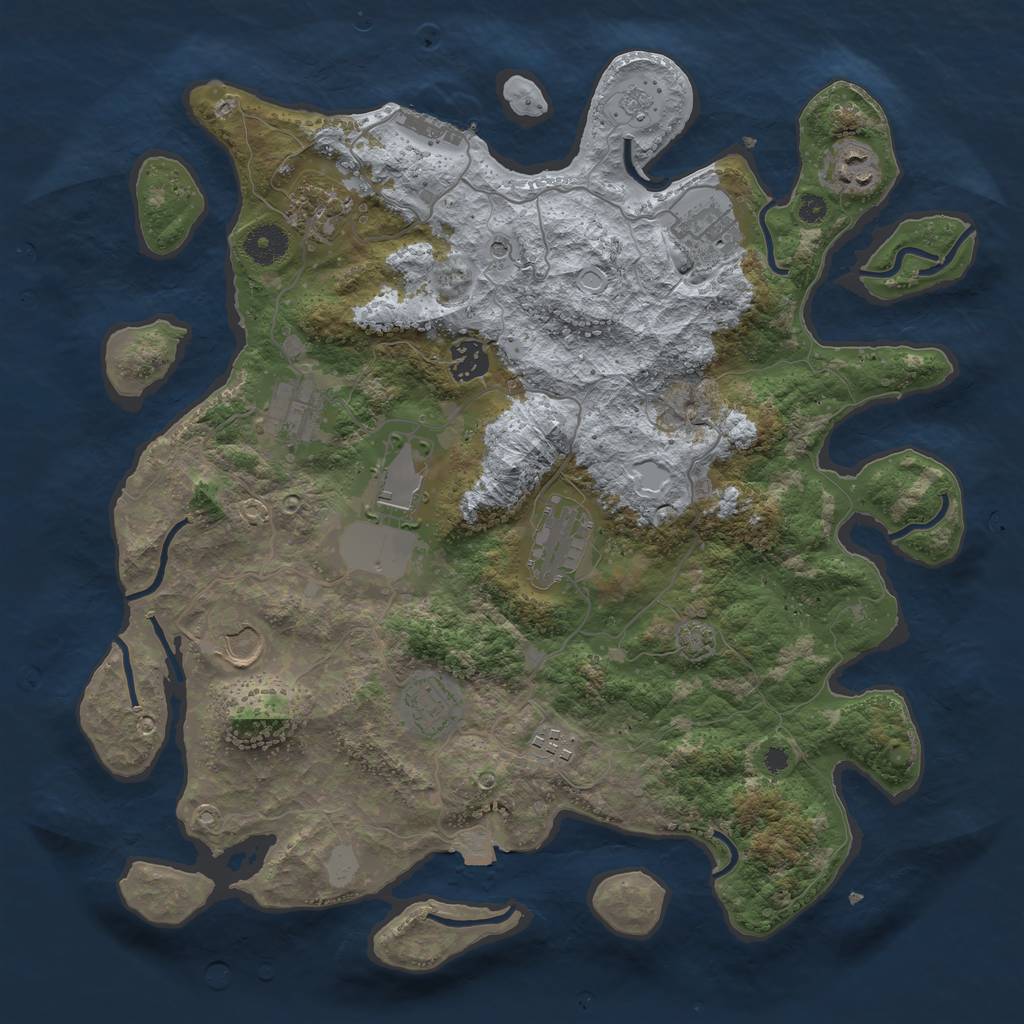 Rust Map: Procedural Map, Size: 3750, Seed: 324967722, 17 Monuments