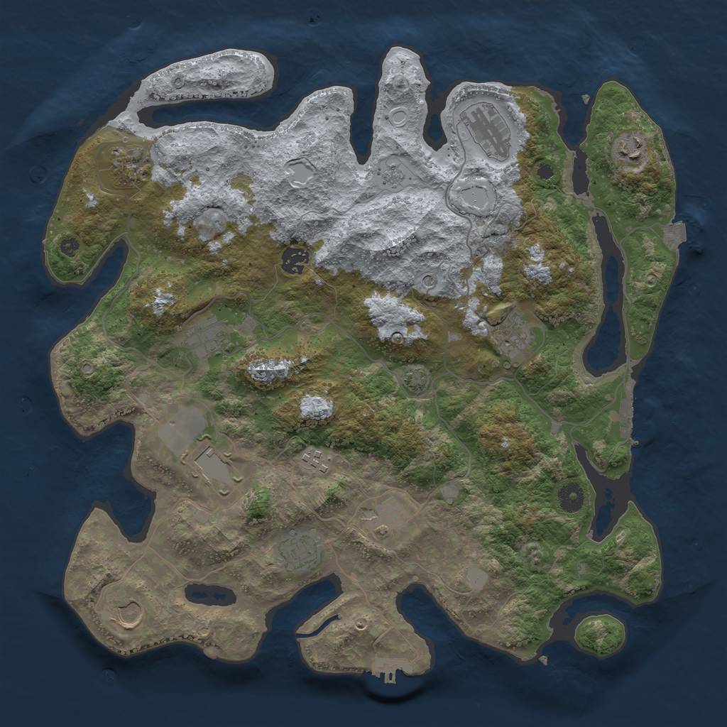 Rust Map: Procedural Map, Size: 3950, Seed: 122294581, 19 Monuments