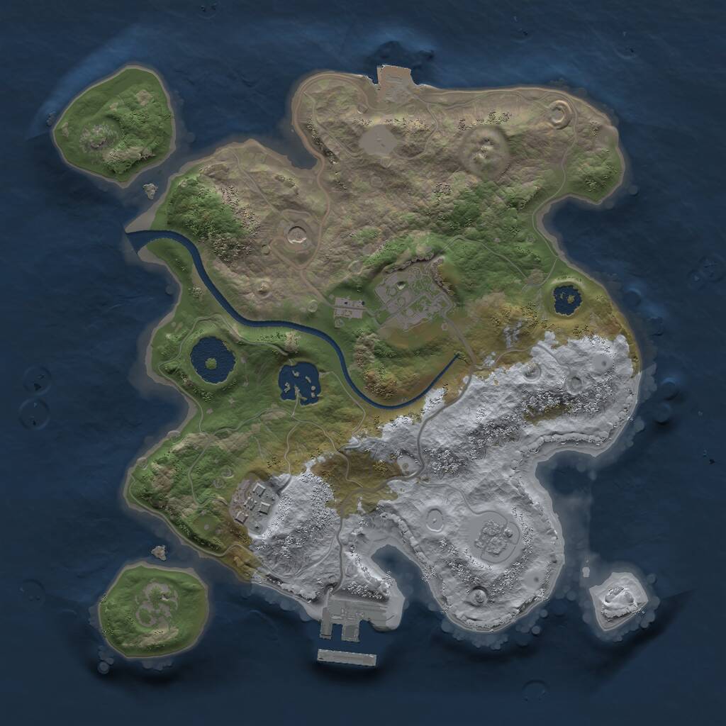 Rust Map: Procedural Map, Size: 2500, Seed: 737999228, 7 Monuments