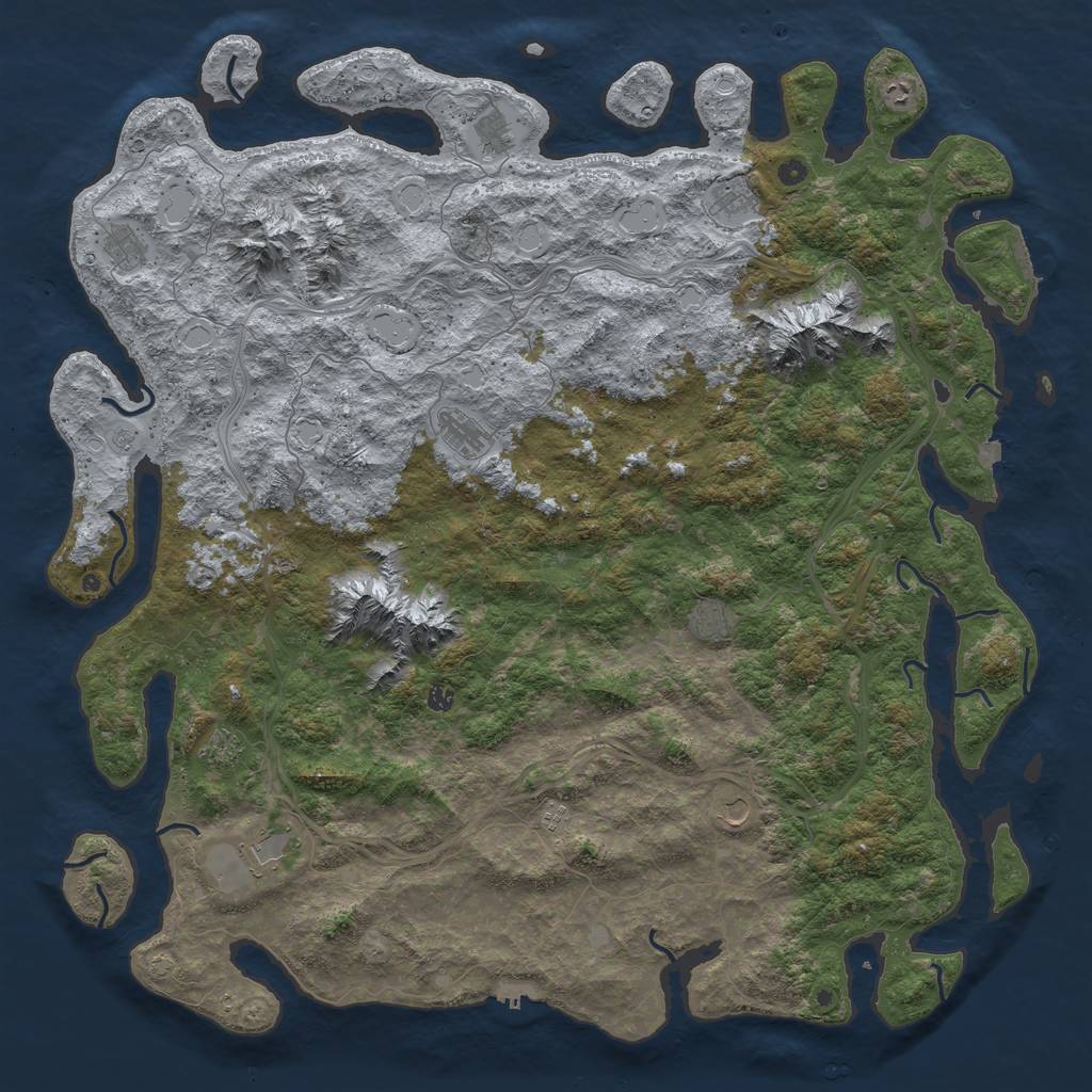 Rust Map: Procedural Map, Size: 6000, Seed: 913268253, 19 Monuments