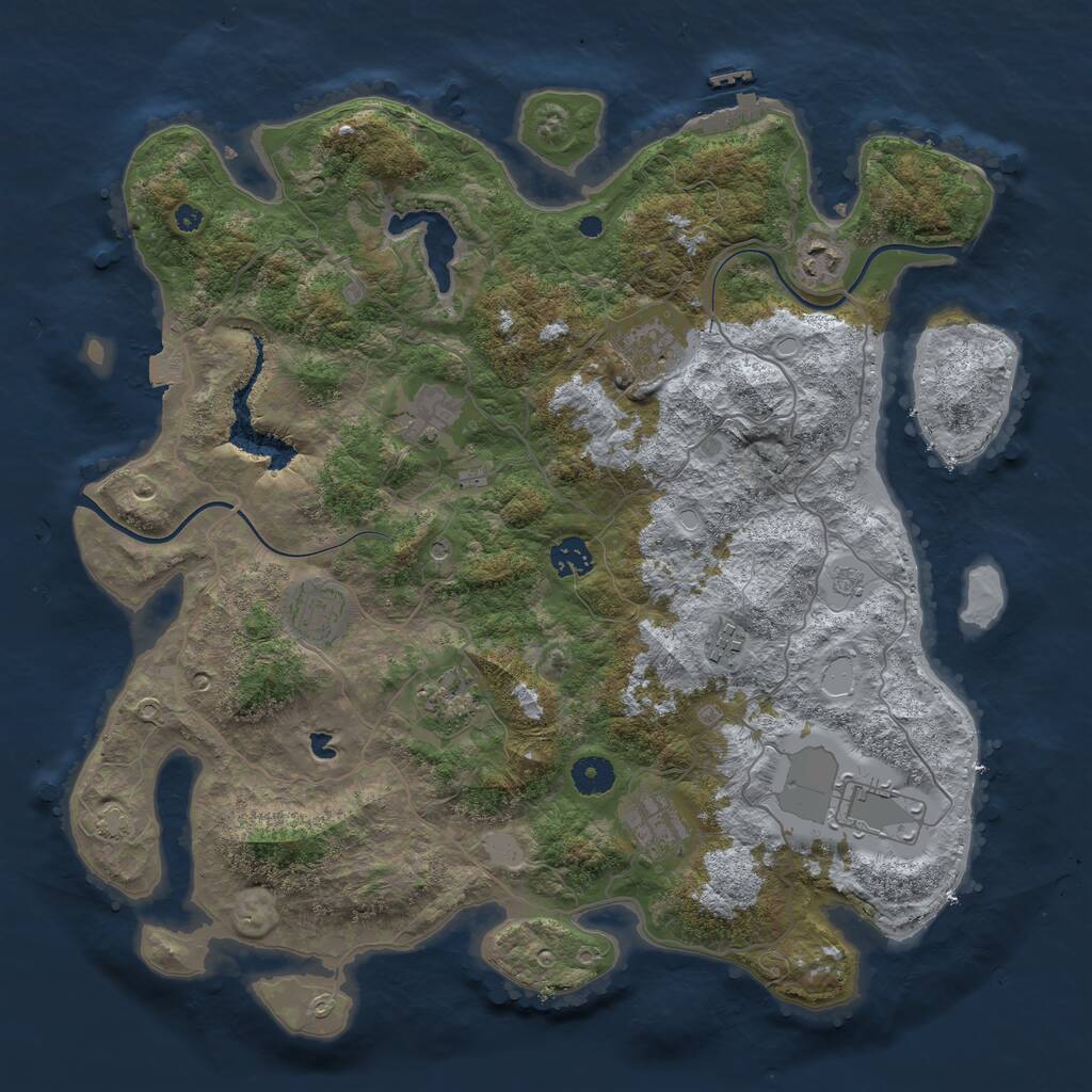 Rust Map: Procedural Map, Size: 4000, Seed: 130875929, 14 Monuments