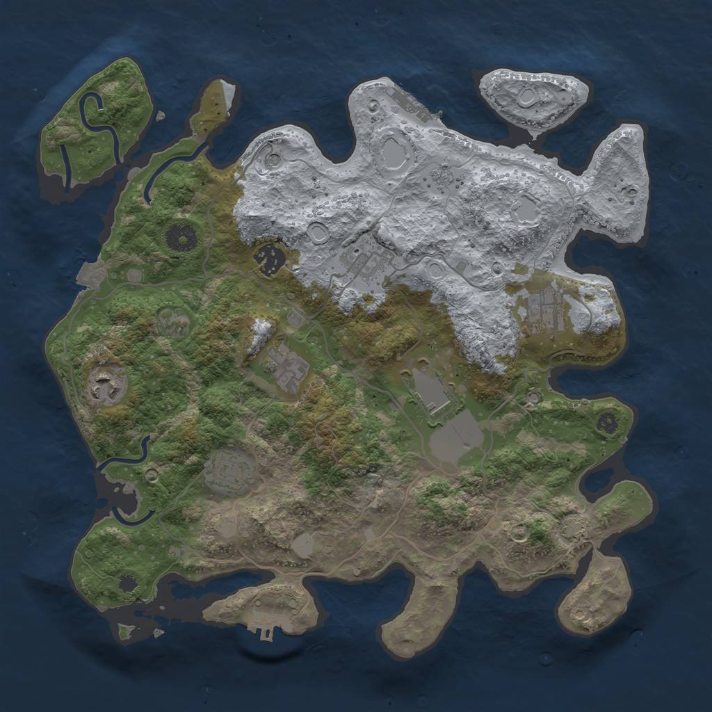 Rust Map: Procedural Map, Size: 3500, Seed: 387186047, 15 Monuments