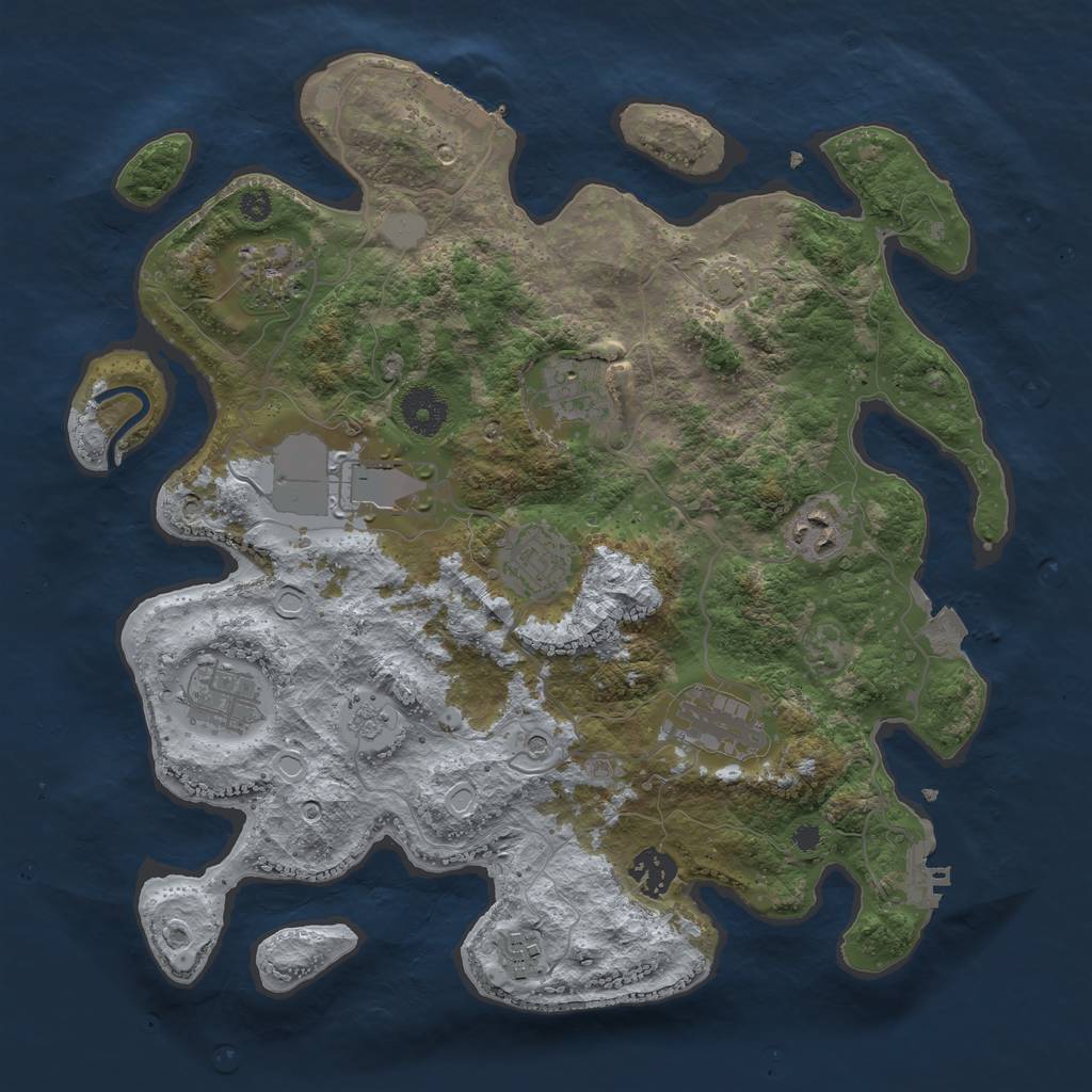 Rust Map: Procedural Map, Size: 3500, Seed: 1786882876, 17 Monuments