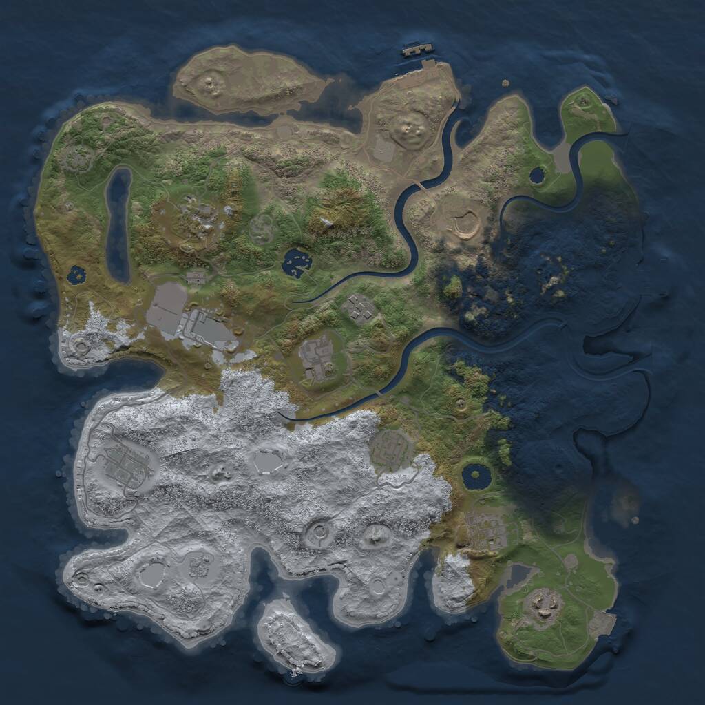 Rust Map: Procedural Map, Size: 3750, Seed: 809861, 16 Monuments