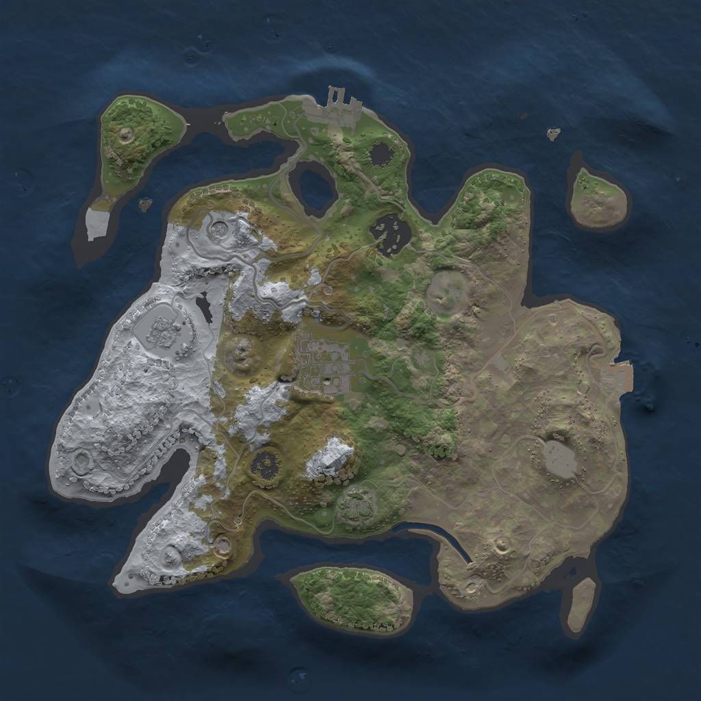 Rust Map: Procedural Map, Size: 2600, Seed: 7332346, 9 Monuments