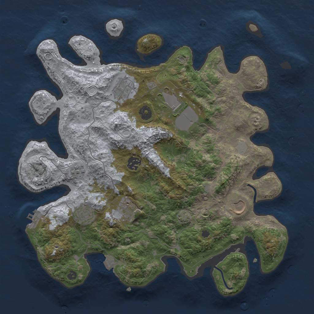 Rust Map: Procedural Map, Size: 3500, Seed: 1466857170, 13 Monuments