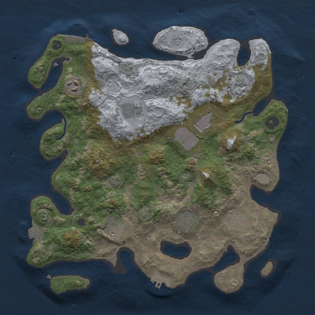 Rust Map: Procedural Map, Size: 3500, Seed: 744110173, 16 Monuments