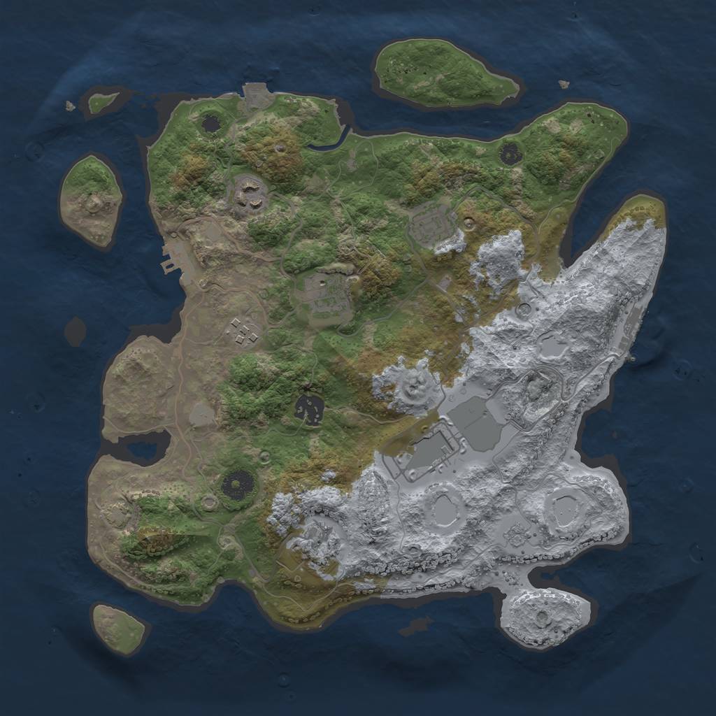 Rust Map: Procedural Map, Size: 3500, Seed: 1466709644, 15 Monuments