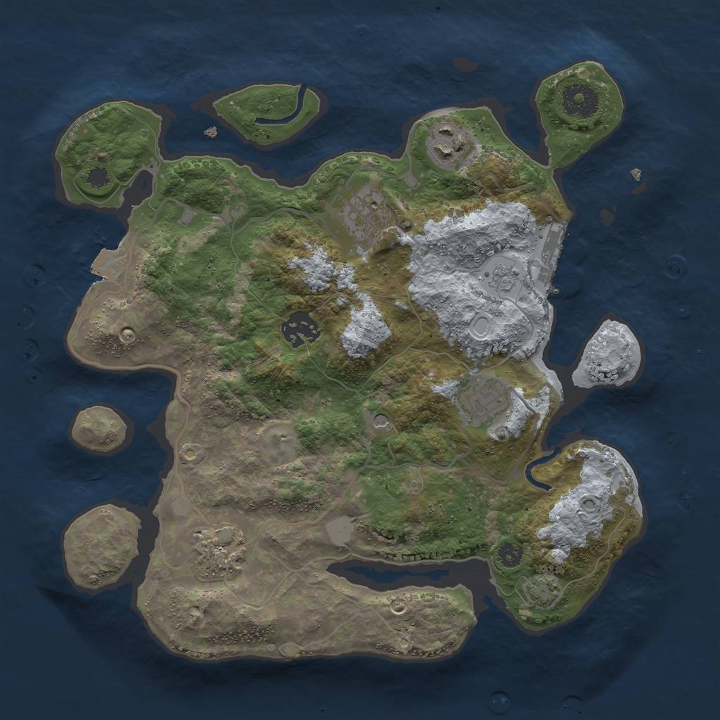 Rust Map: Procedural Map, Size: 3000, Seed: 484783202, 12 Monuments