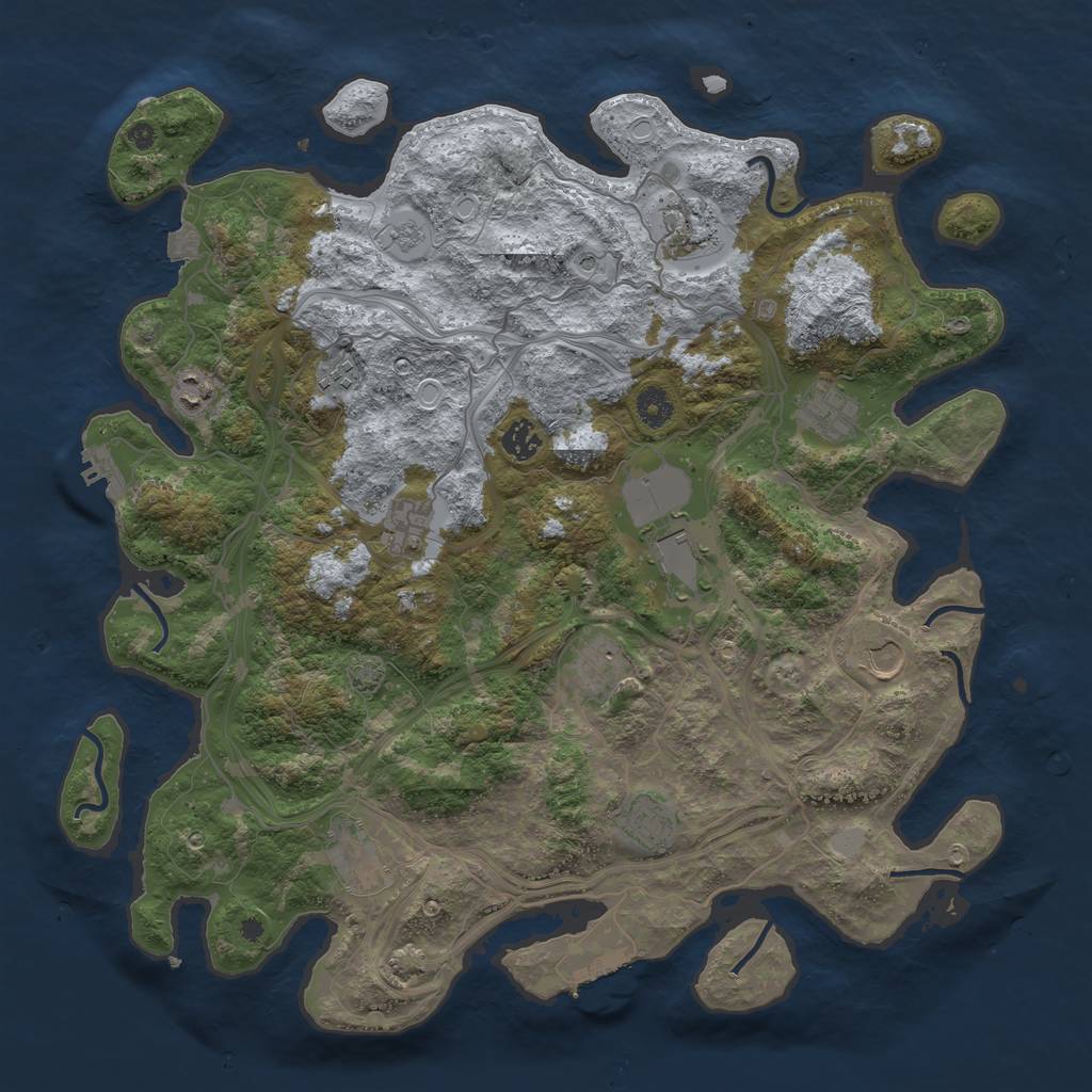 Rust Map: Procedural Map, Size: 4250, Seed: 91654163, 19 Monuments