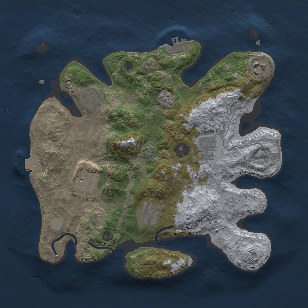 Rust Map: Procedural Map, Size: 3000, Seed: 721532802, 12 Monuments