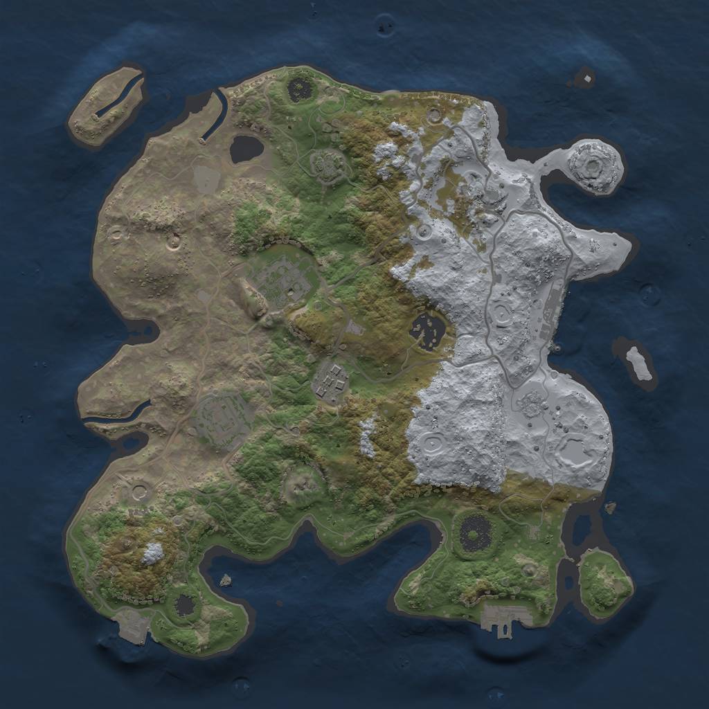 Rust Map: Procedural Map, Size: 3000, Seed: 2147483644, 13 Monuments