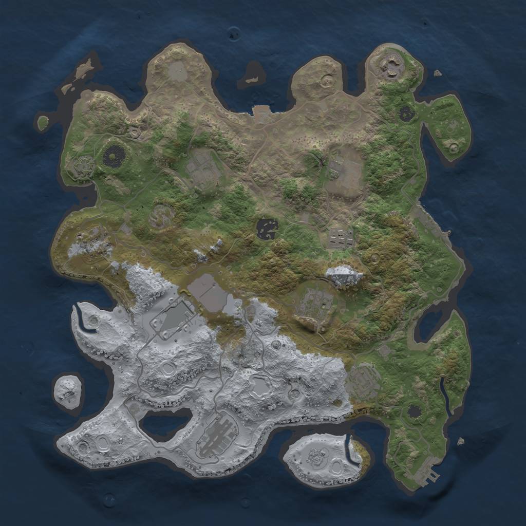 Rust Map: Procedural Map, Size: 3500, Seed: 1899568873, 18 Monuments