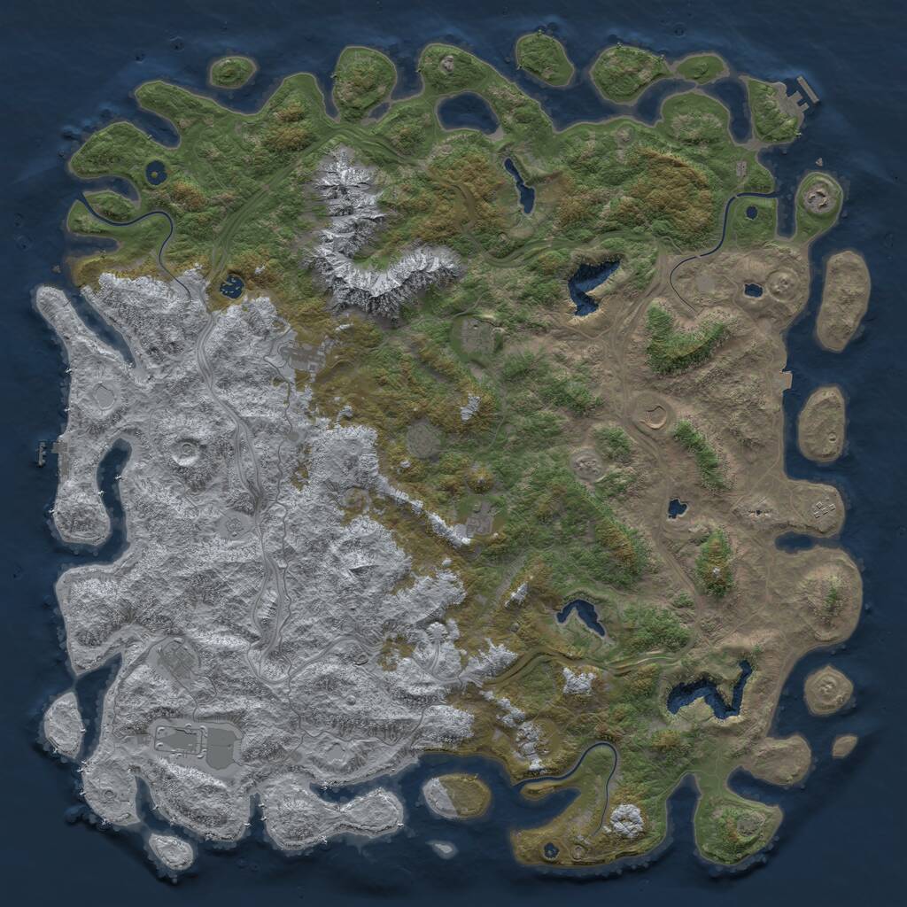 Rust Map: Procedural Map, Size: 6000, Seed: 3491289, 17 Monuments