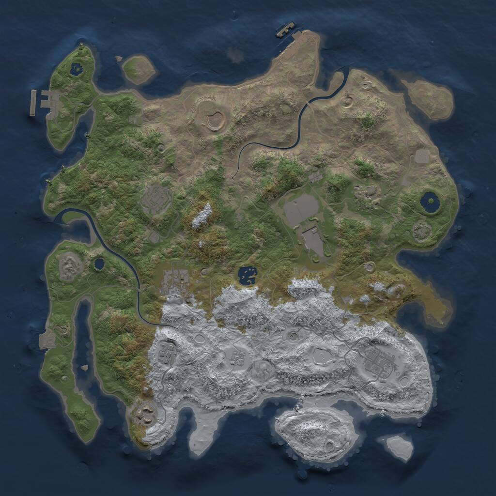 Rust Map: Procedural Map, Size: 3800, Seed: 699861885, 15 Monuments