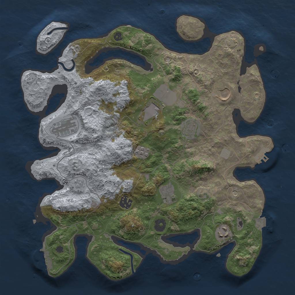 Rust Map: Procedural Map, Size: 3500, Seed: 773499126, 16 Monuments