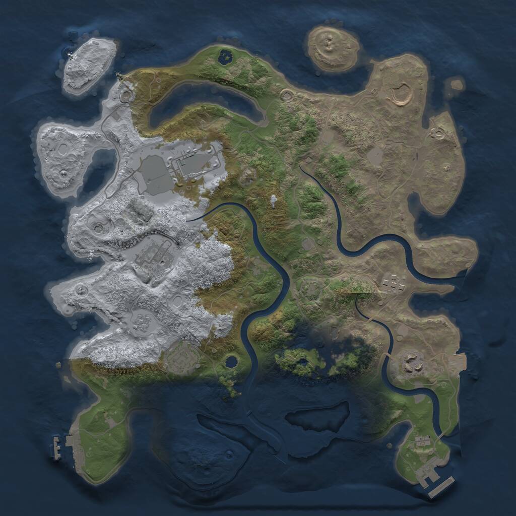 Rust Map: Procedural Map, Size: 3500, Seed: 773499126, 13 Monuments