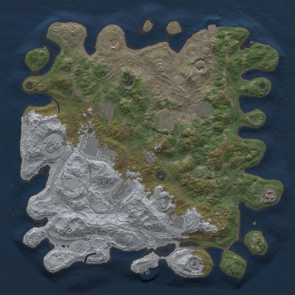 Rust Map: Procedural Map, Size: 4250, Seed: 1054534116, 18 Monuments