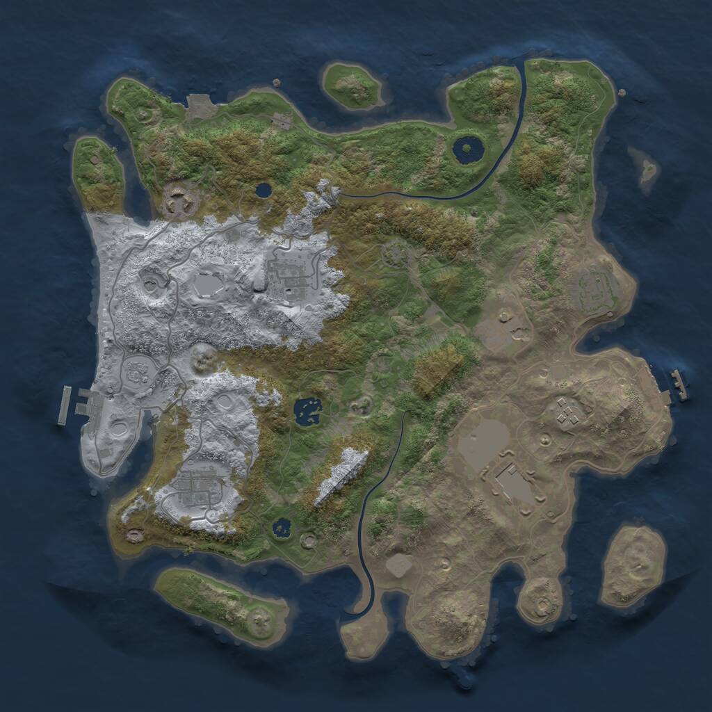 Rust Map: Procedural Map, Size: 3650, Seed: 65862079, 14 Monuments