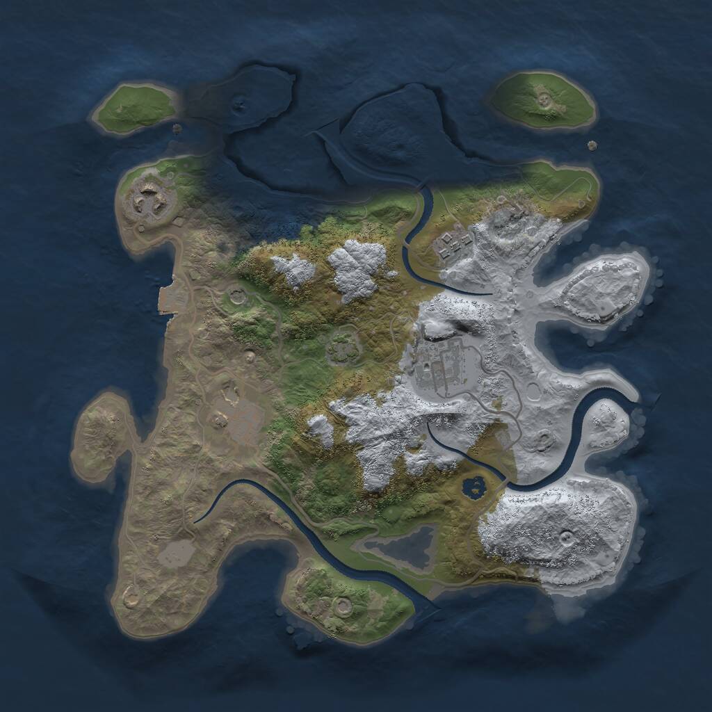 Rust Map: Procedural Map, Size: 3000, Seed: 910465681, 7 Monuments