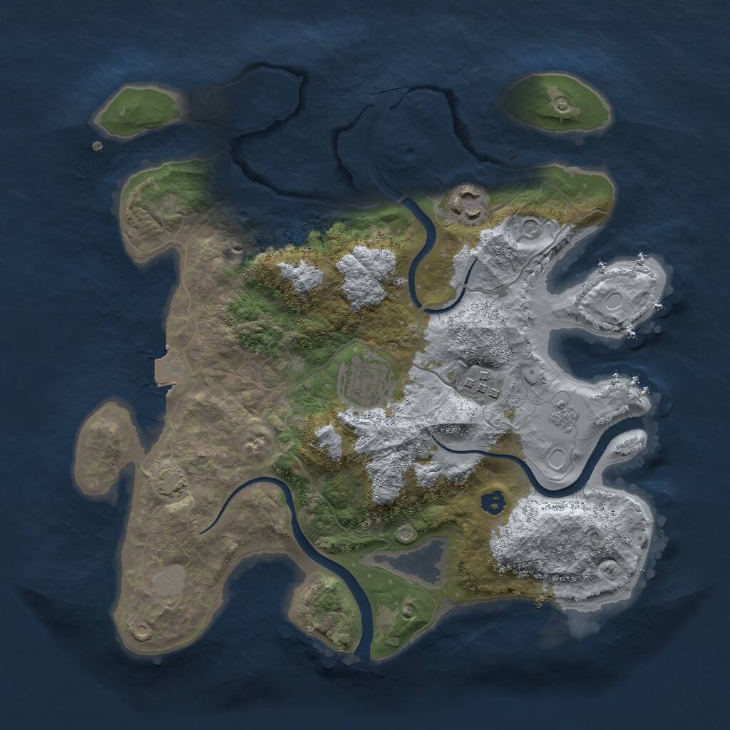 Rust Map: Procedural Map, Size: 3000, Seed: 910465681, 7 Monuments