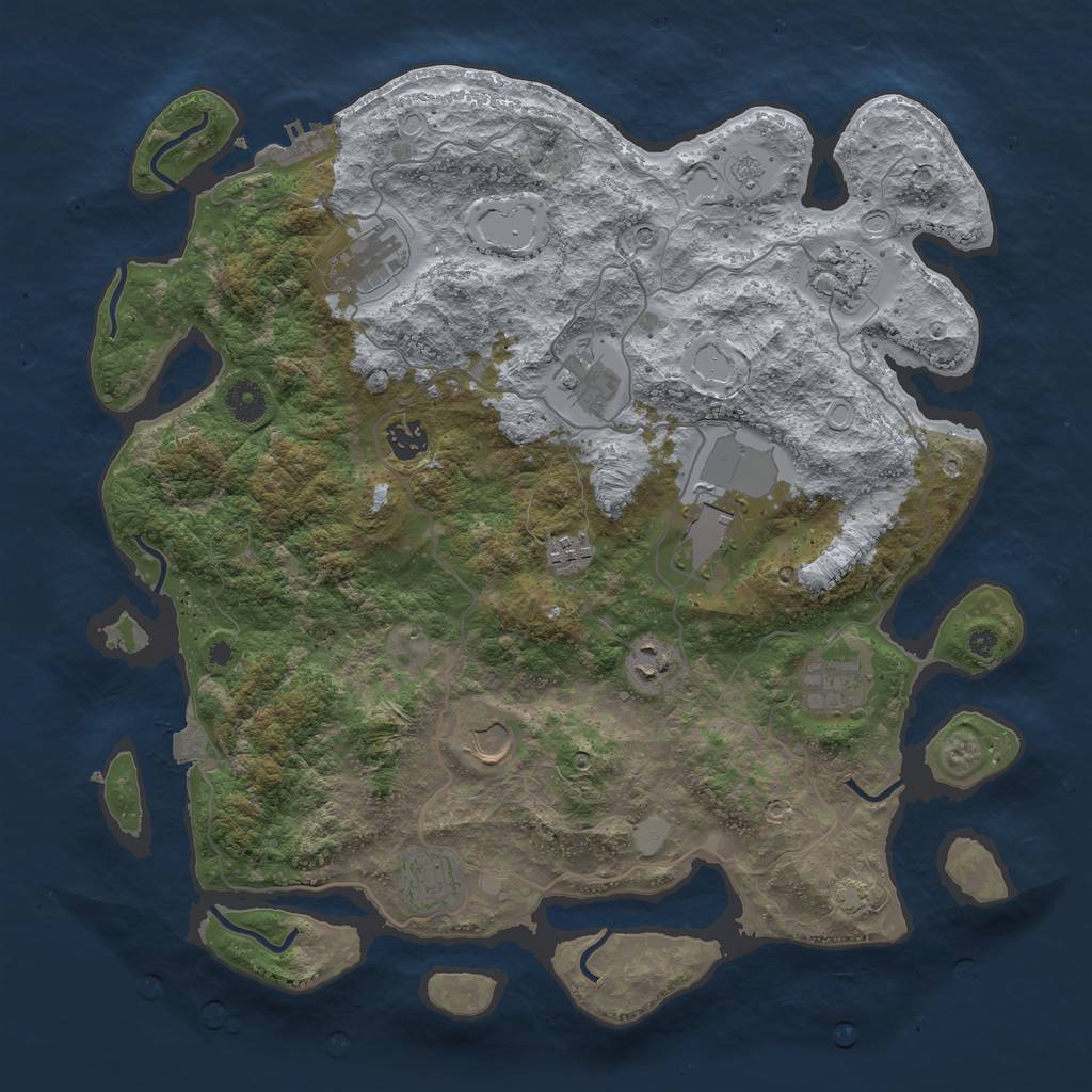 Rust Map: Procedural Map, Size: 4000, Seed: 1821701003, 17 Monuments