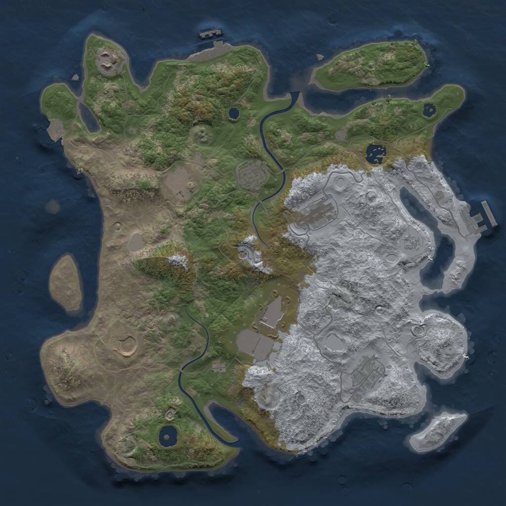 Rust Map: Procedural Map, Size: 3720, Seed: 778659697, 14 Monuments