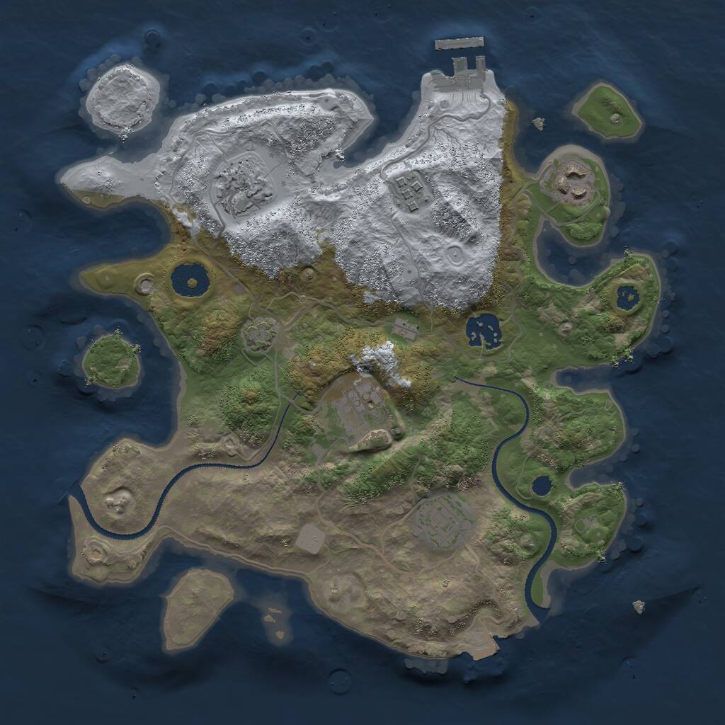 Rust Map: Procedural Map, Size: 3000, Seed: 713513471, 9 Monuments