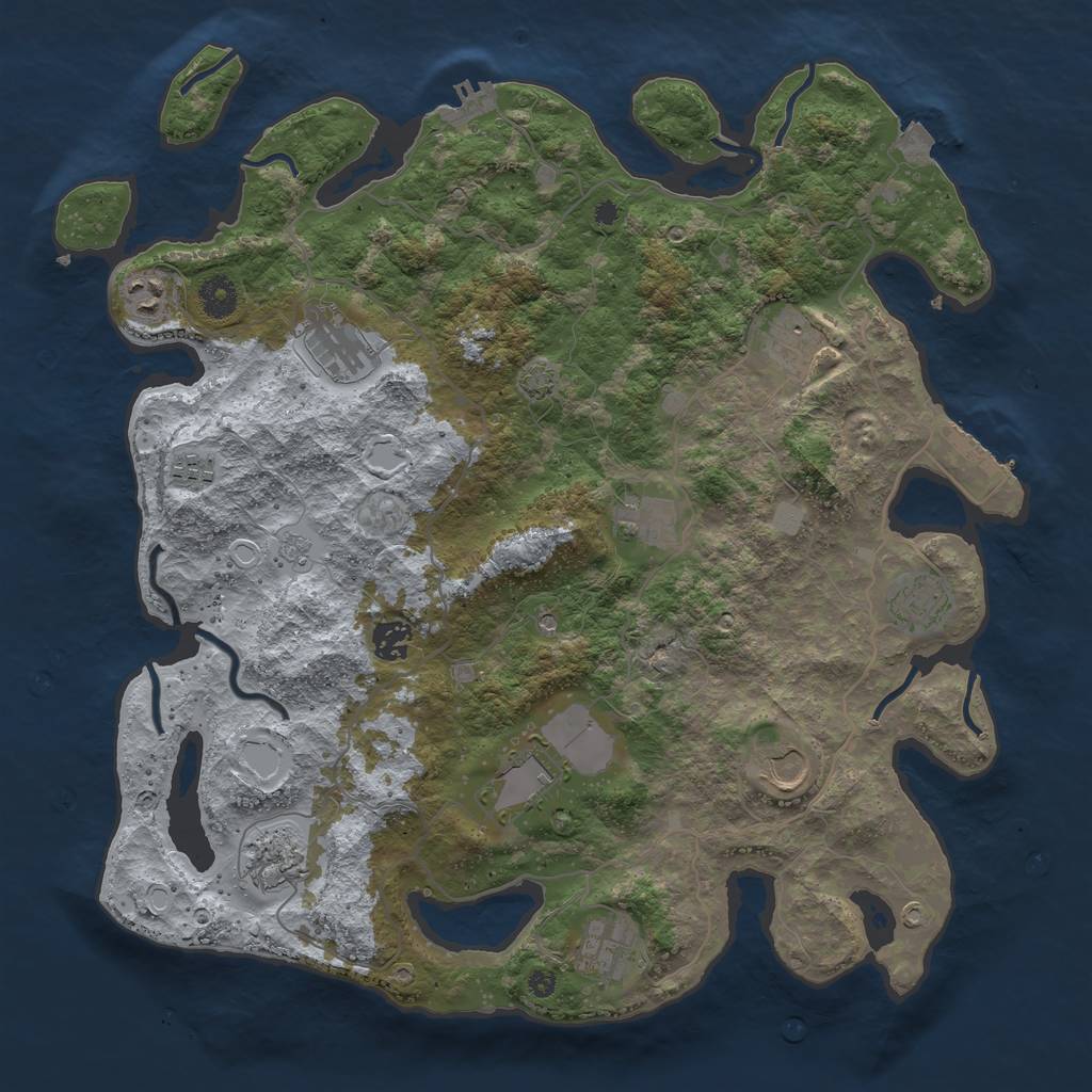 Rust Map: Procedural Map, Size: 4000, Seed: 2019900275, 19 Monuments