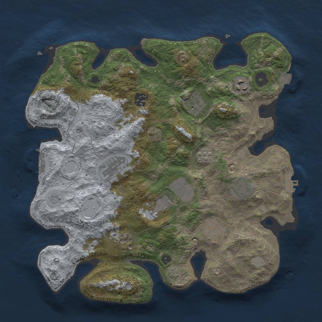 Rust Map: Procedural Map, Size: 3500, Seed: 1288327898, 17 Monuments