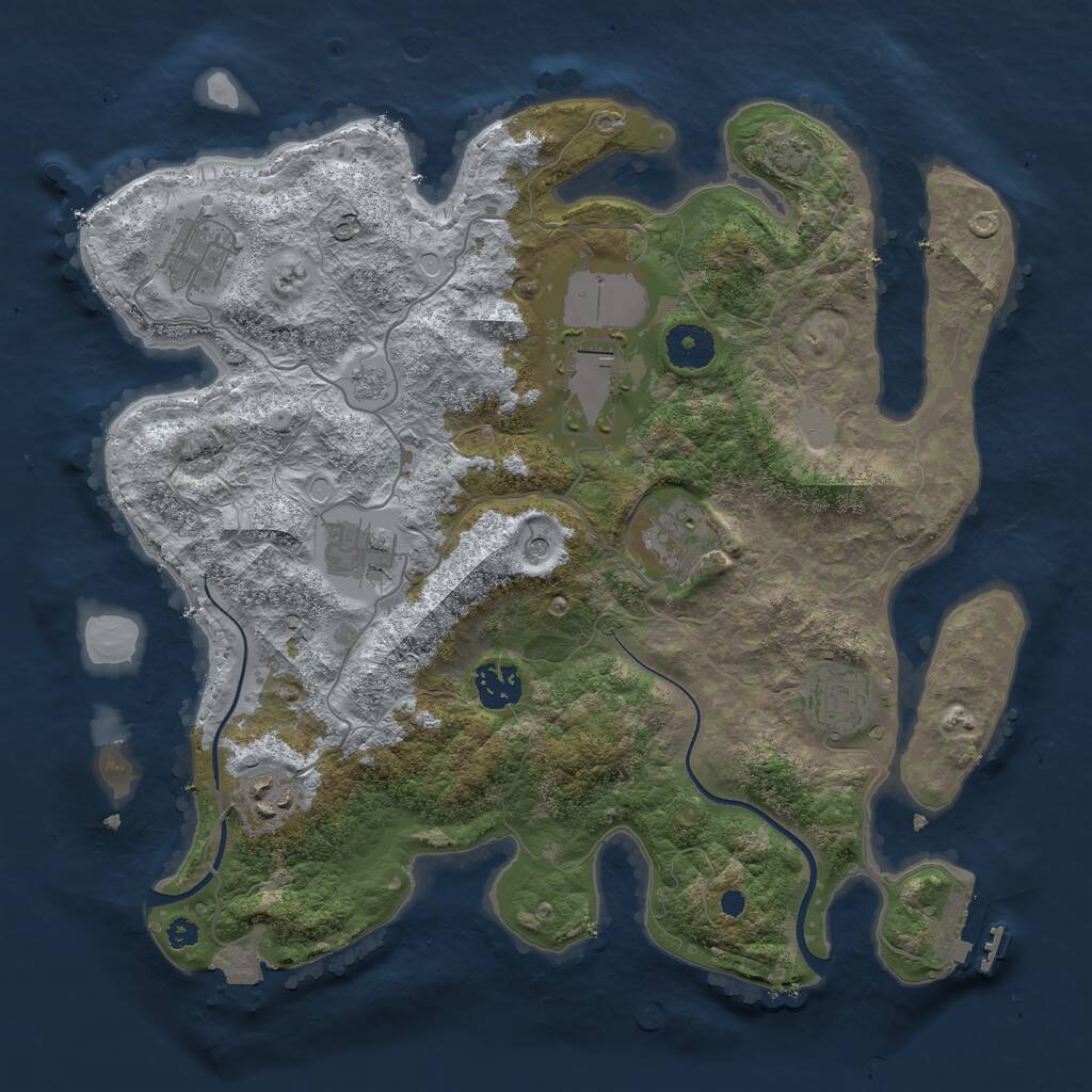 Rust Map: Procedural Map, Size: 3500, Seed: 1864209090, 12 Monuments