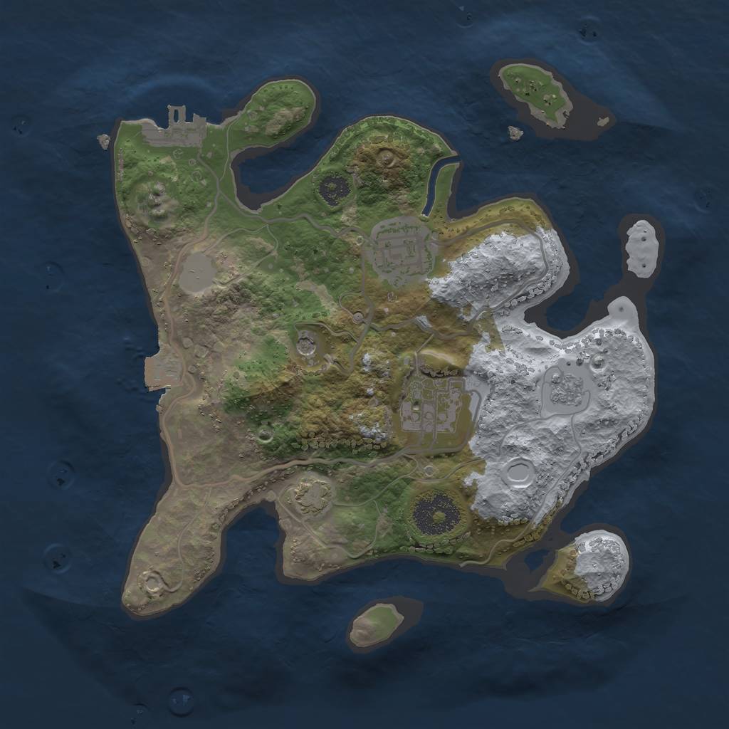 Rust Map: Procedural Map, Size: 2500, Seed: 273819286, 9 Monuments