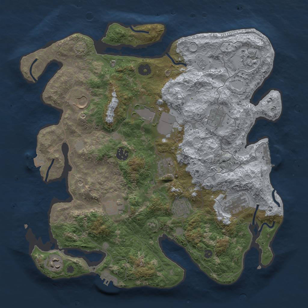 Rust Map: Procedural Map, Size: 3700, Seed: 1443584796, 18 Monuments