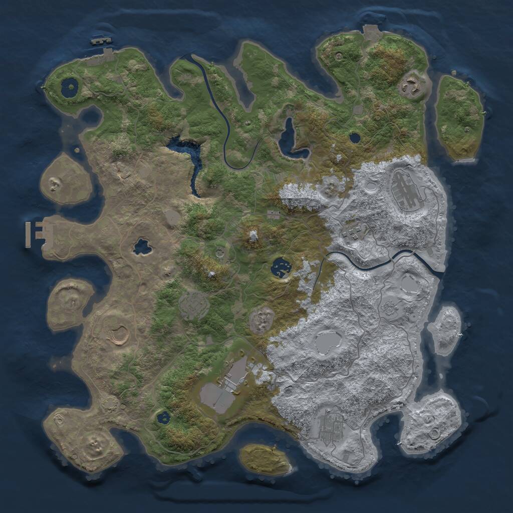 Rust Map: Procedural Map, Size: 4000, Seed: 2383991, 14 Monuments