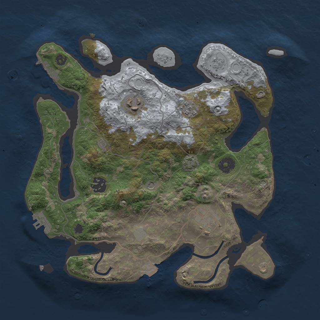 Rust Map: Procedural Map, Size: 3000, Seed: 21091, 12 Monuments