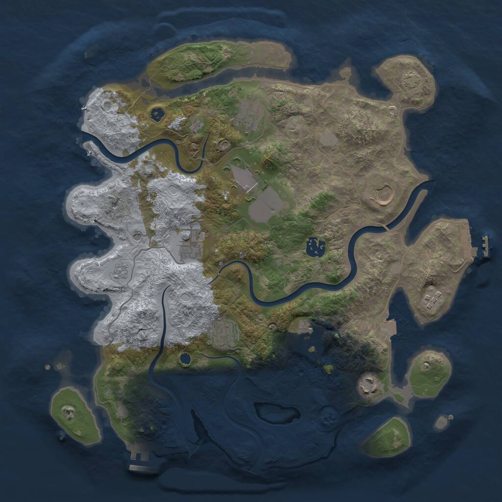 Rust Map: Procedural Map, Size: 3750, Seed: 1158499487, 15 Monuments