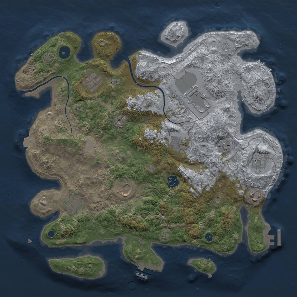 Rust Map: Procedural Map, Size: 3700, Seed: 44228338, 15 Monuments