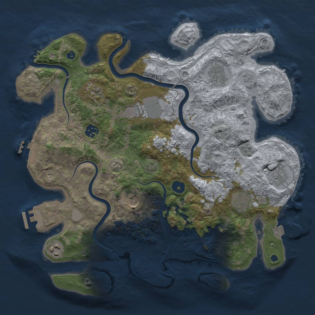 Rust Map: Procedural Map, Size: 3700, Seed: 44228338, 15 Monuments