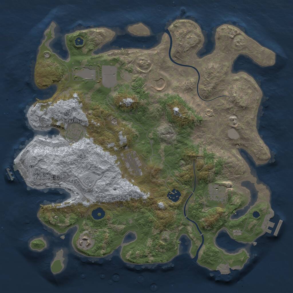 Rust Map: Procedural Map, Size: 3500, Seed: 629541982, 13 Monuments